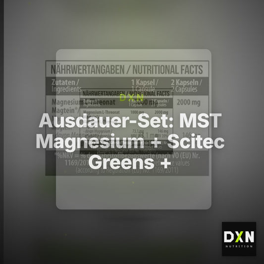Ausdauer-Set: MST Magnesium + Scitec Greens + Body Attack – Clean Showcase Plus