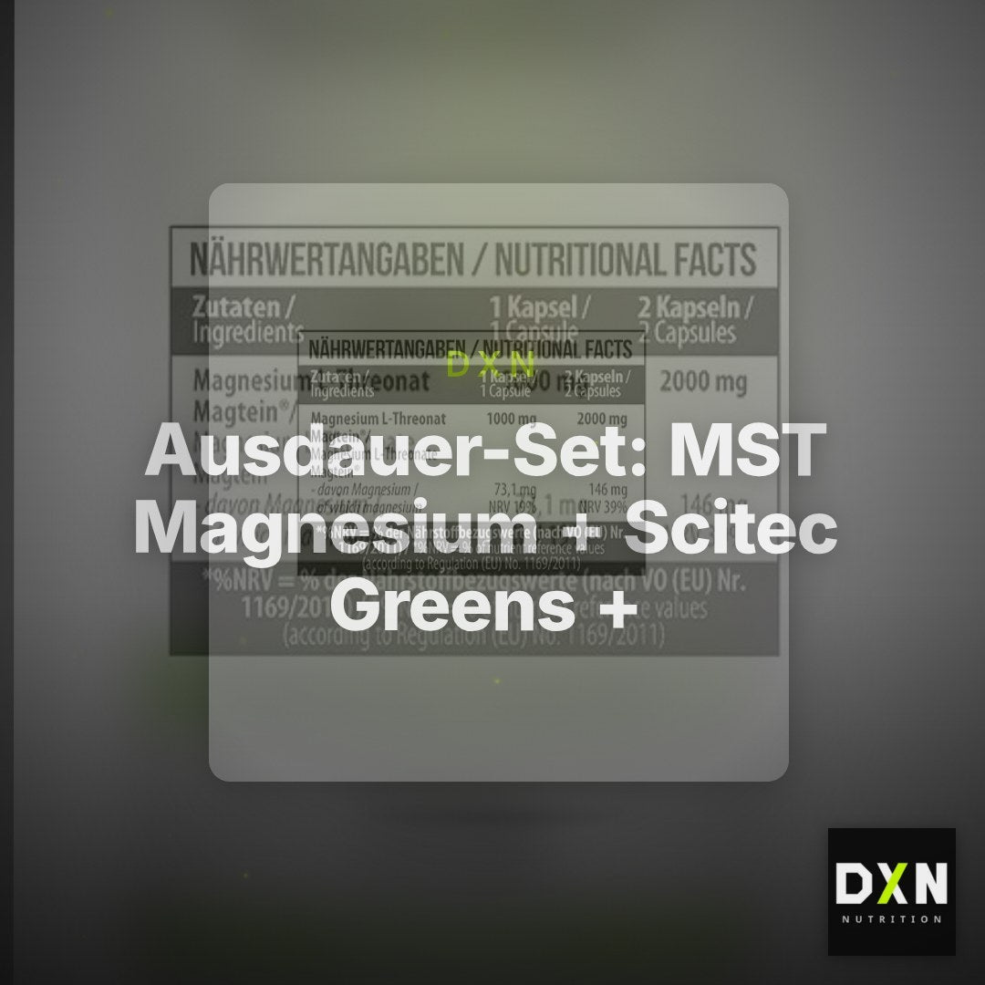 Ausdauer-Set: MST Magnesium + Scitec Greens + Body Attack – Clean Showcase Plus