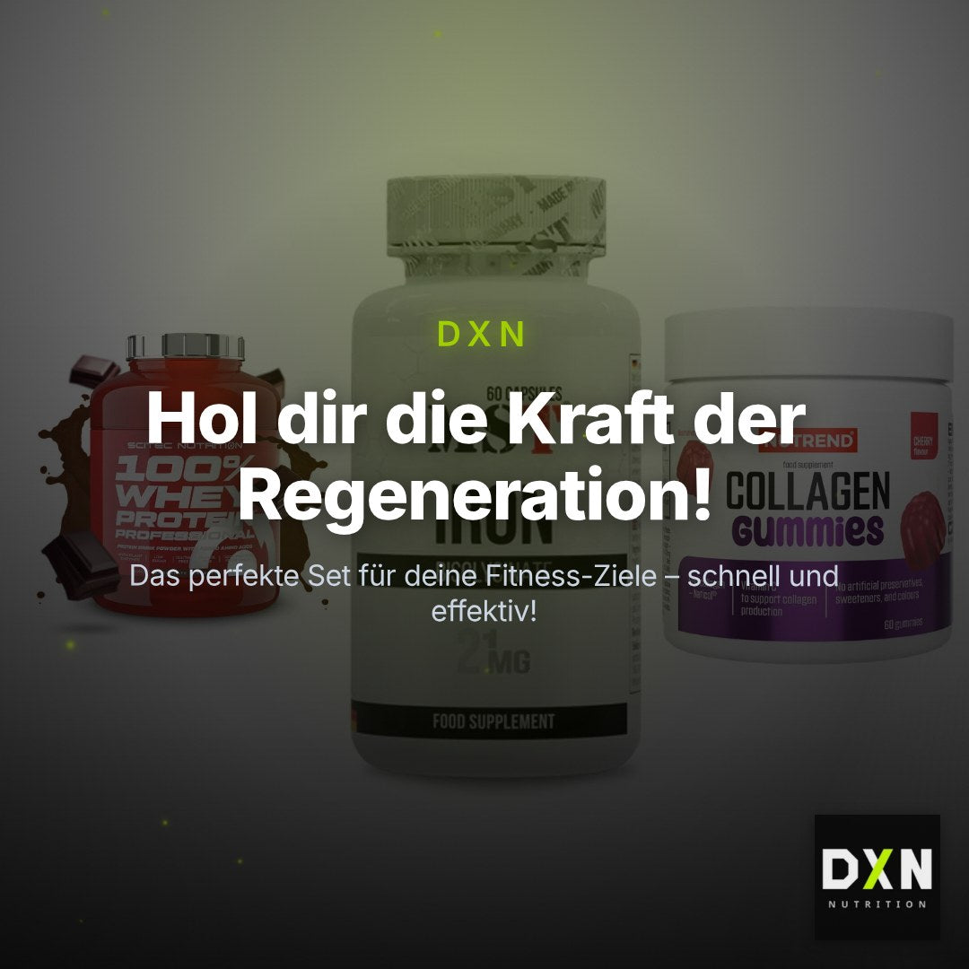 Regenerations-Set: Scitec 100% + MST Iron + Nutrend Collage – Clean Showcase Plus