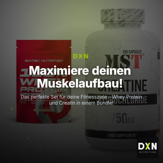Muskelaufbau-Set: Scitec 100% Whey Protein + MST Creatine HCL – Clean Showcase Plus