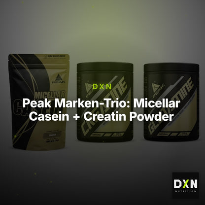 Peak Marken-Trio: Micellar Casein + Creatin Powder + Glutamin – Clean Showcase Plus