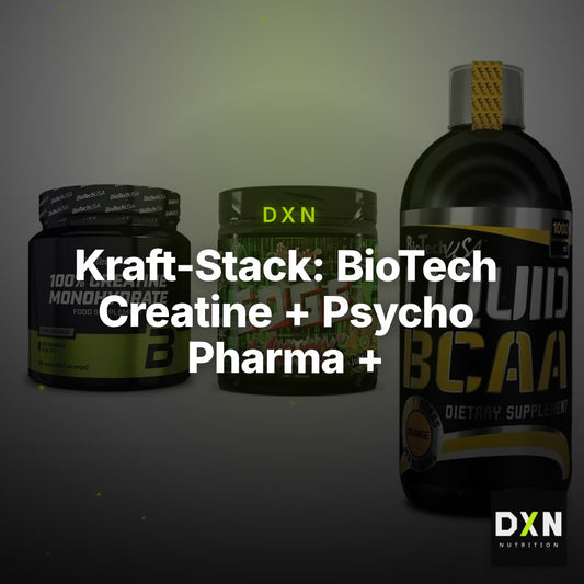 Kraft-Stack: BioTech Creatine + Psycho Pharma + BioTech Liquid – Clean Showcase Plus