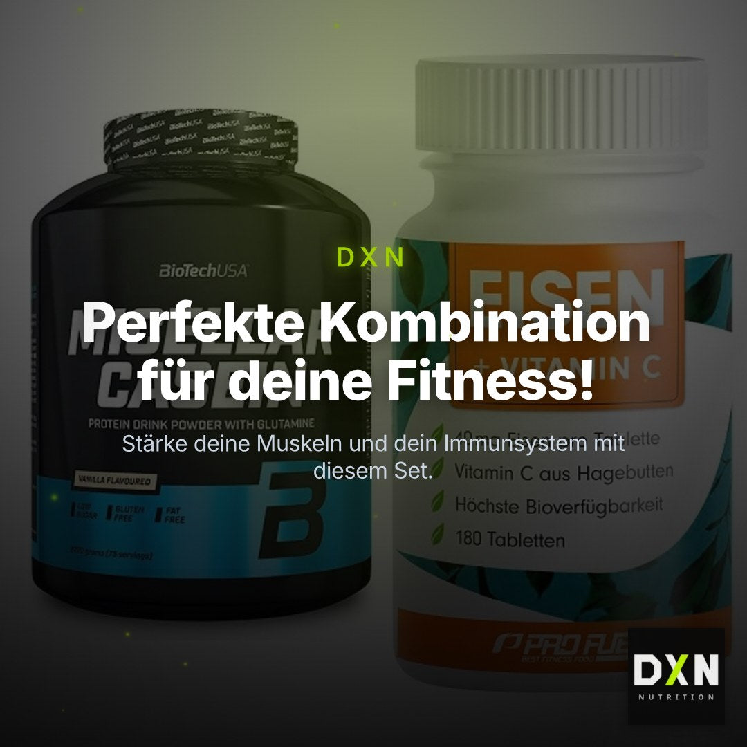 Basis-Set: BioTech Micellar Casein + ProFuel EISEN + nat. Vitamin C – Clean Showcase Plus