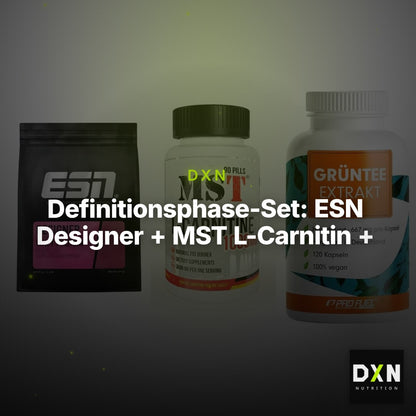 Definitionsphase-Set: ESN Designer + MST L-Carnitin + ProFuel Grünte – Clean Showcase Plus