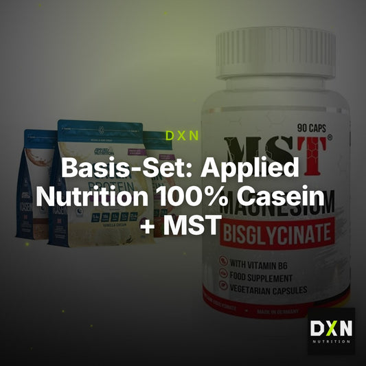 Basis-Set: Applied Nutrition 100% Casein + MST Magnesium Bisglycinat – Clean Showcase Plus
