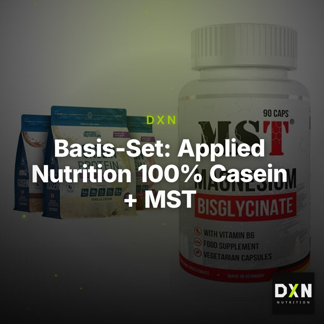 Basis-Set: Applied Nutrition 100% Casein + MST Magnesium Bisglycinat – Clean Showcase Plus