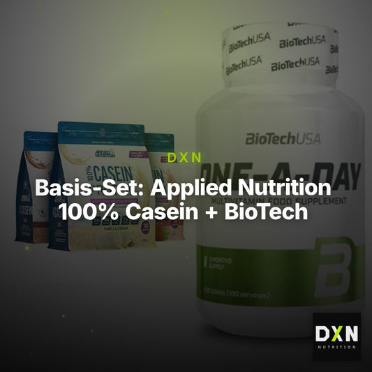 Basis-Set: Applied Nutrition 100% Casein + BioTech One A Day 100 Tabl. – Clean Showcase Plus