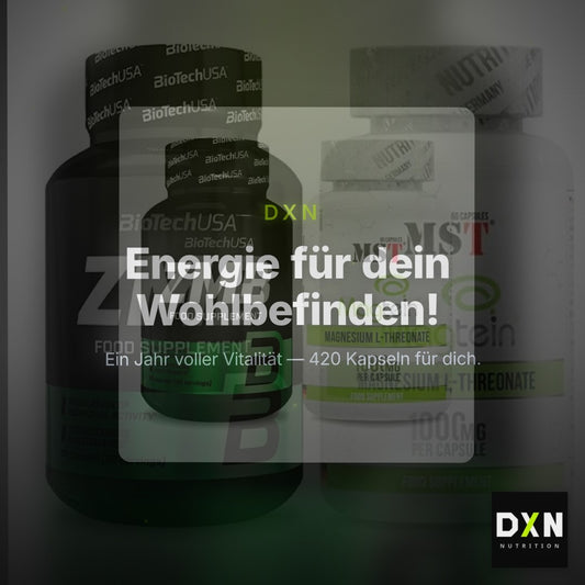 Kapsel-Jahresvorrat: BioTech ZMB – 365 Tage, 420 Kapseln – Clean Showcase Plus