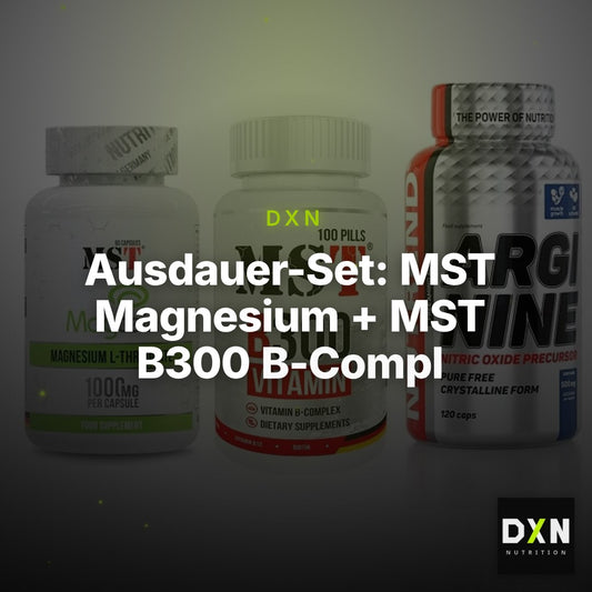Ausdauer-Set: MST Magnesium + MST B300 B-Compl + Nutrend Arginine – Clean Showcase Plus