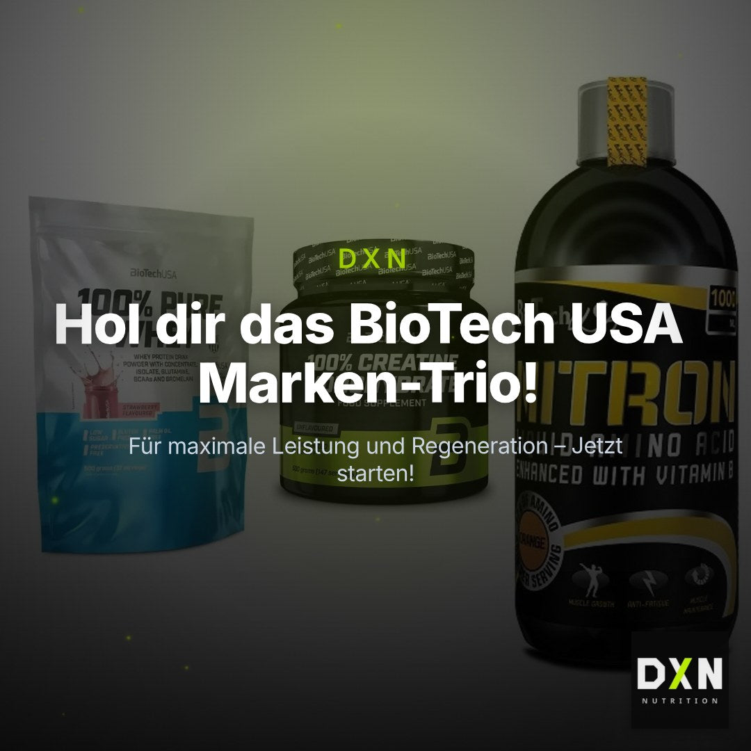 BioTech USA Marken-Trio: 100% Pure + Creatine + Liquid Amino – Clean Showcase Plus