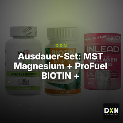 Ausdauer-Set: MST Magnesium + ProFuel BIOTIN + INLEAD Collagen – Clean Showcase Plus