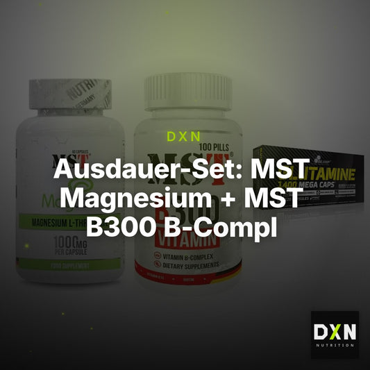 Ausdauer-Set: MST Magnesium + MST B300 B-Compl + Olimp L-Glutamin – Clean Showcase Plus