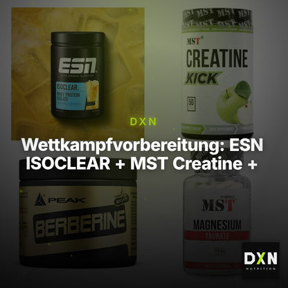 Wettkampfvorbereitung: ESN ISOCLEAR + MST Creatine + 2 weitere – Clean Showcase Plus