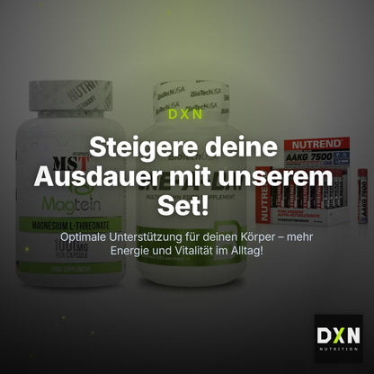 Ausdauer-Set: MST Magnesium + BioTech One A + Nutrend AAKG – Clean Showcase Plus