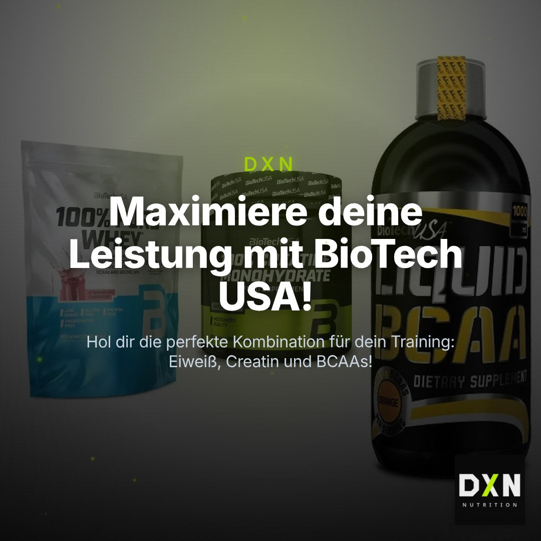 BioTech USA Marken-Trio: 100% Pure + Creatine + Liquid BCAA – Clean Showcase Plus