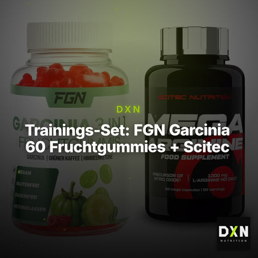 Trainings-Set: FGN Garcinia 60 Fruchtgummies + Scitec Mega Arginine – Clean Showcase Plus