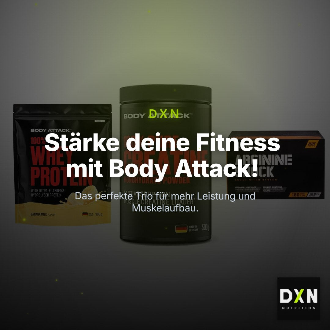Body Attack Marken-Trio: Attack 100% Whey Protein + 2 weitere – Clean Showcase Plus