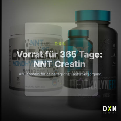 Creatin-Jahresvorrat: NNT Creatin 1000 mg – 365 Tage, 420 Kapseln – Clean Showcase Plus
