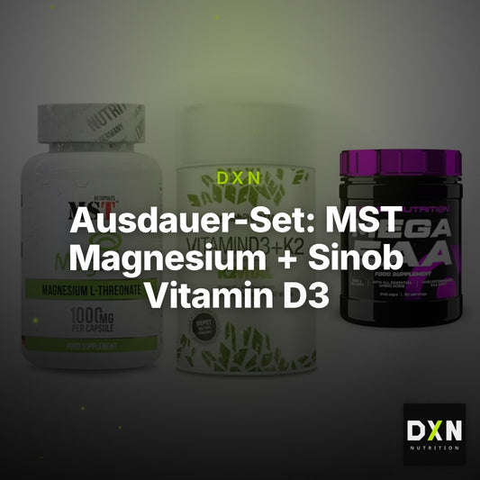 Ausdauer-Set: MST Magnesium + Sinob Vitamin D3 + Scitec Mega EAA – Clean Showcase Plus