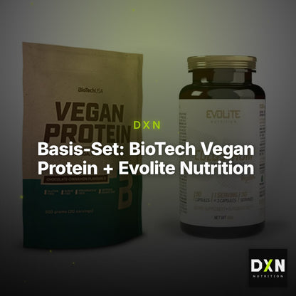 Basis-Set: BioTech Vegan Protein + Evolite Nutrition Colostrum 30% – Clean Showcase Plus