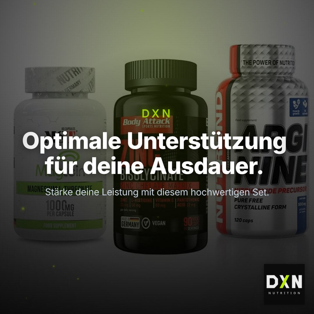 Ausdauer-Set: MST Magnesium + Body Attack Zink + Nutrend Arginine – Clean Showcase Plus