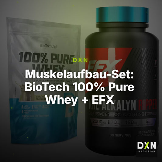 Muskelaufbau-Set: BioTech 100% Pure Whey + EFX Kre-Alkalyn Ripped – Clean Showcase Plus