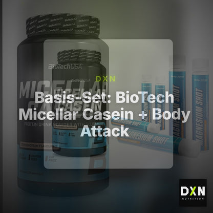 Basis-Set: BioTech Micellar Casein + Body Attack Magnesium Shots – Clean Showcase Plus