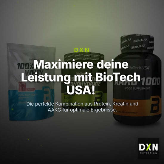 BioTech USA Marken-Trio: 100% Pure + Creatine + AAKG 1000mg – Clean Showcase Plus
