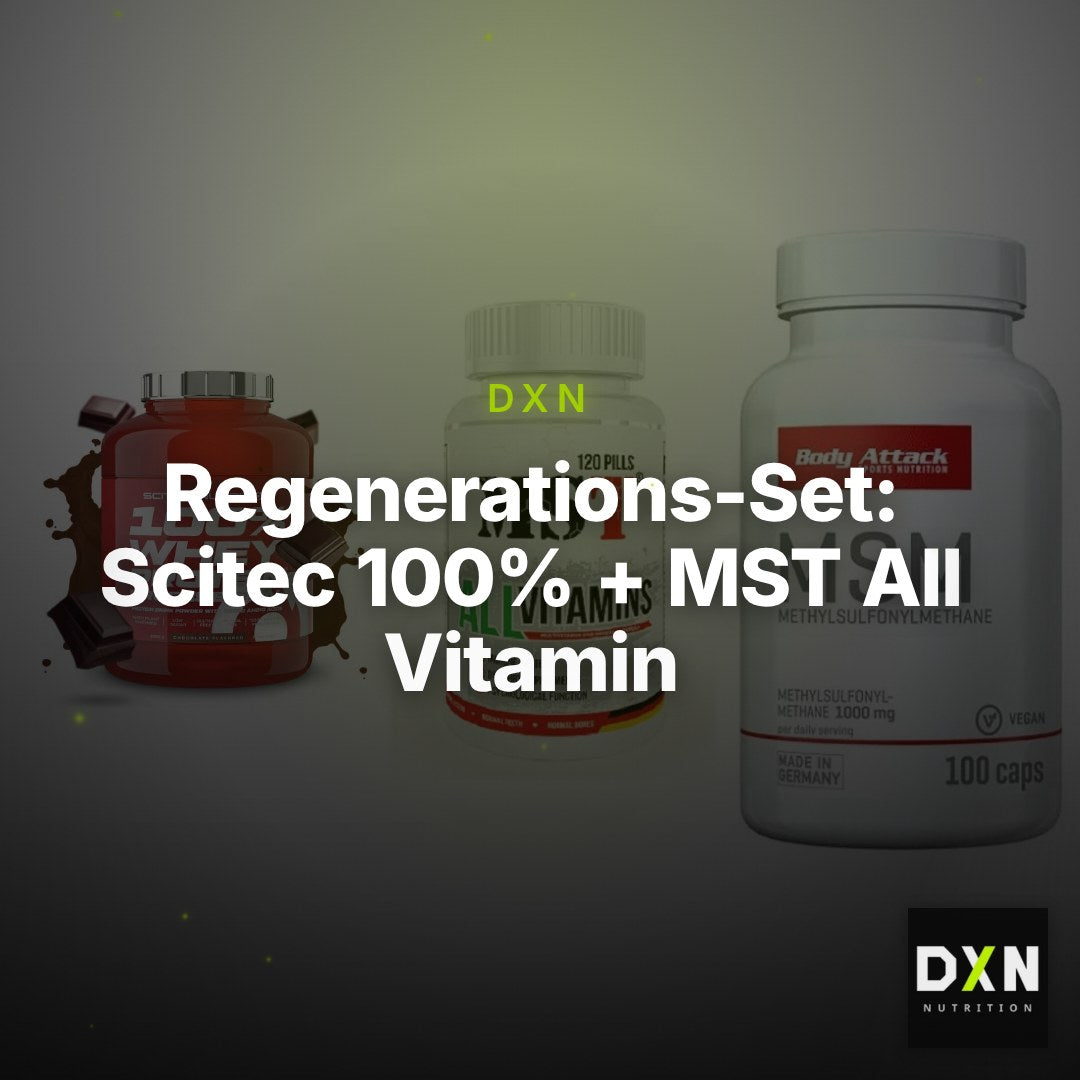 Regenerations-Set: Scitec 100% + MST All Vitamin + Body Attack MSM – Clean Showcase Plus