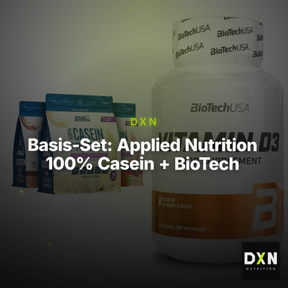 Basis-Set: Applied Nutrition 100% Casein + BioTech Vitamin D3 – Clean Showcase Plus