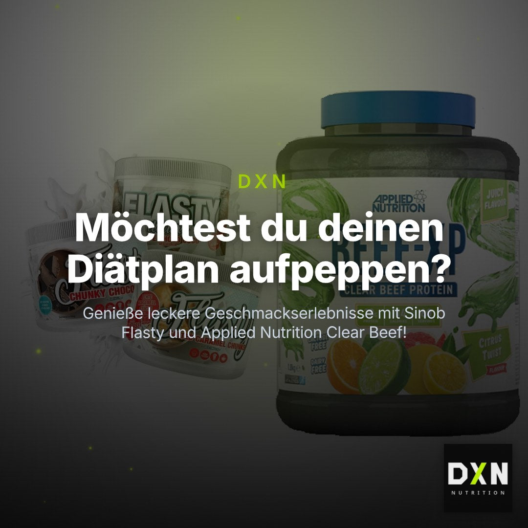 Diät-Duo: Sinob Flasty Geschmackspulve + Applied Nutrition Clear Beef – Clean Showcase Plus