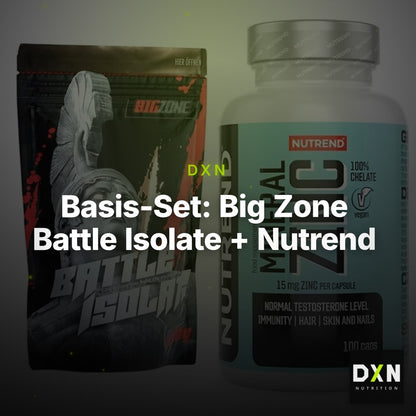 Basis-Set: Big Zone Battle Isolate + Nutrend Zinc Chelate 15mg – Clean Showcase Plus
