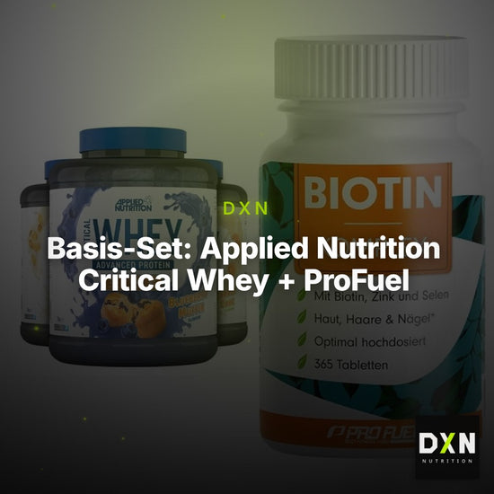 Basis-Set: Applied Nutrition Critical Whey + ProFuel BIOTIN Komplex – Clean Showcase Plus