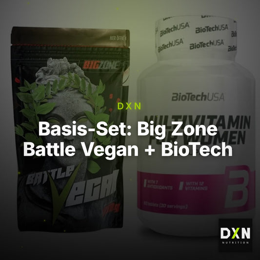 Basis-Set: Big Zone Battle Vegan + BioTech Multivitamin für Frau 60 – Clean Showcase Plus