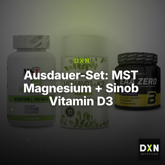 Ausdauer-Set: MST Magnesium + Sinob Vitamin D3 + BioTech EAA Zero – Clean Showcase Plus