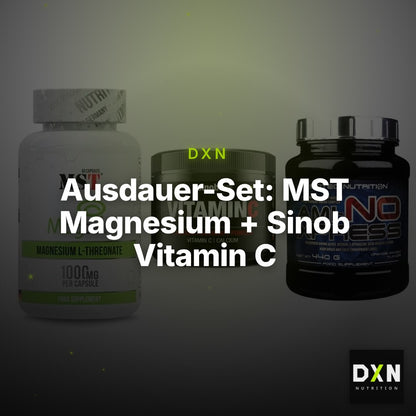 Ausdauer-Set: MST Magnesium + Sinob Vitamin C + Scitec Ami-NO – Clean Showcase Plus