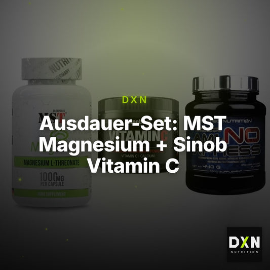 Ausdauer-Set: MST Magnesium + Sinob Vitamin C + Scitec Ami-NO – Clean Showcase Plus