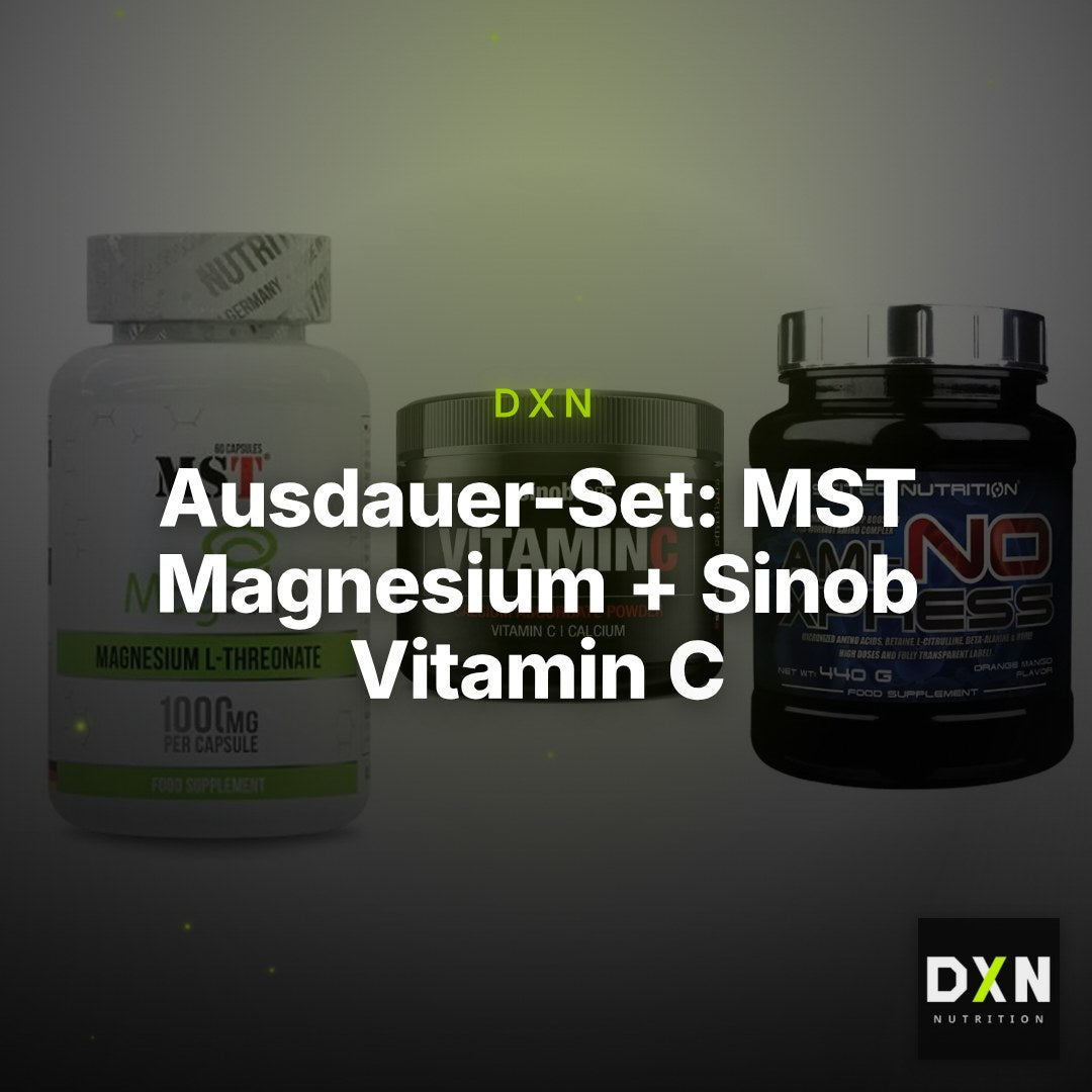 Ausdauer-Set: MST Magnesium + Sinob Vitamin C + Scitec Ami-NO – Clean Showcase Plus
