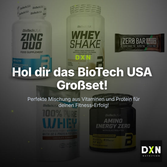 BioTech USA Marken-Großset: Zinc Duo + Whey Shake + 3 weitere – Clean Showcase Plus