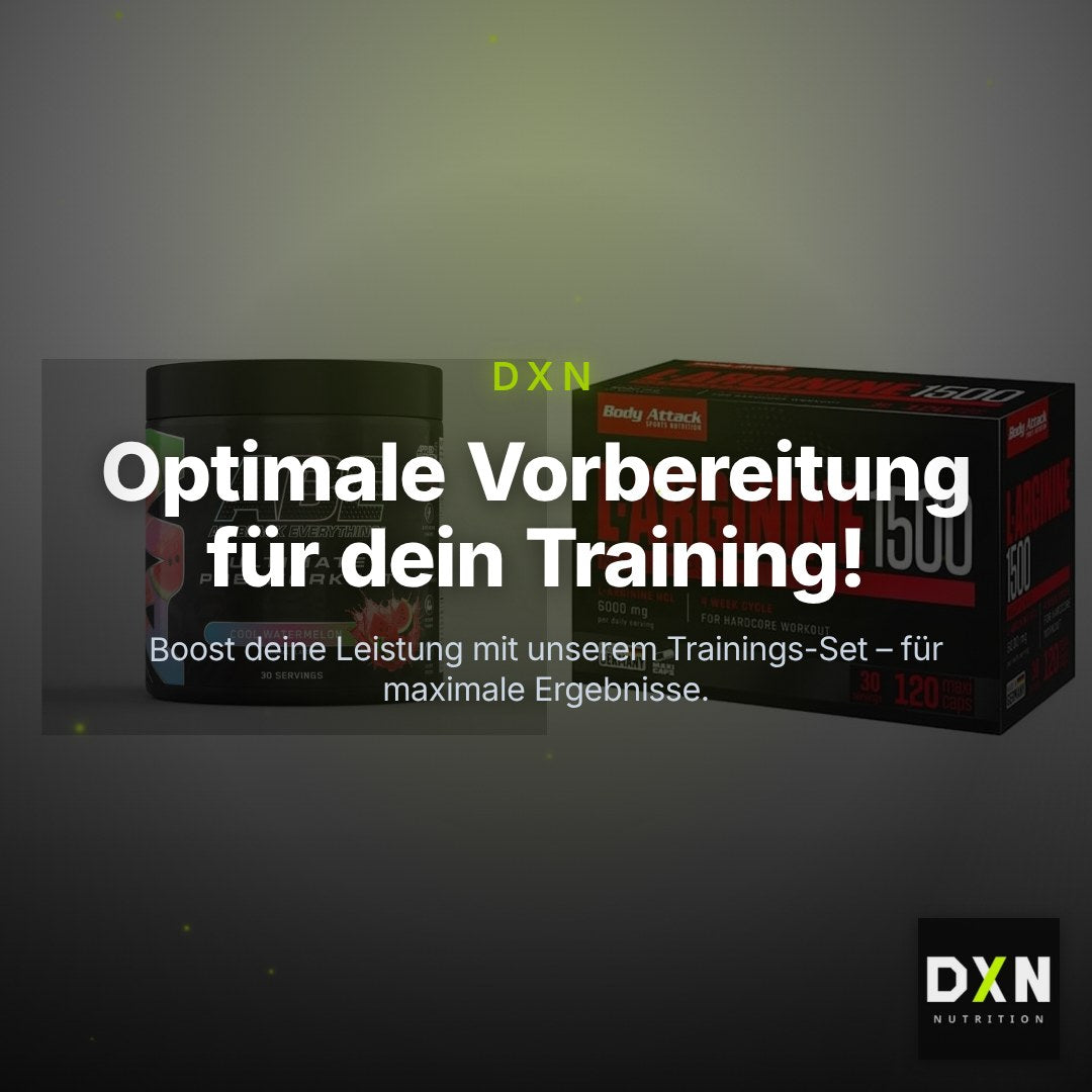 Trainings-Set: Applied Nutrition A.B.E + Body Attack L-Arginin 1500 – Clean Showcase Plus