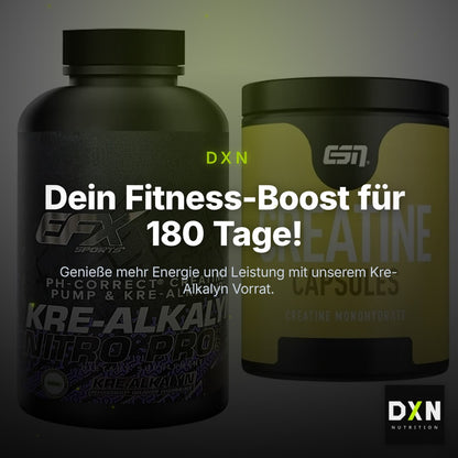 Creatin-Halbjahresvorrat: EFX Kre-Alkalyn – 180 Tage, 210 Kapseln – Clean Showcase Plus