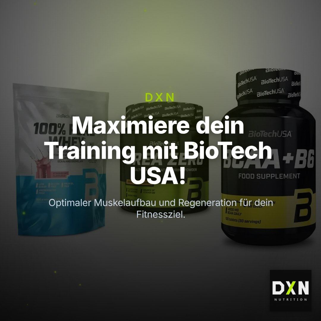 BioTech USA Marken-Trio: 100% Pure Whey + Crea Zero + BCAA+B6 100 Tabl – Clean Showcase Plus