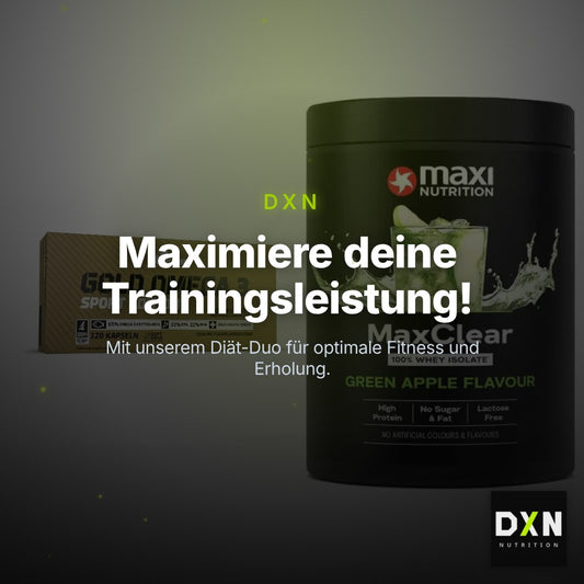 Diät-Duo: Olimp Omega 3 Sport Edition + MaxiNutrition MaxClear 100% – Clean Showcase Plus