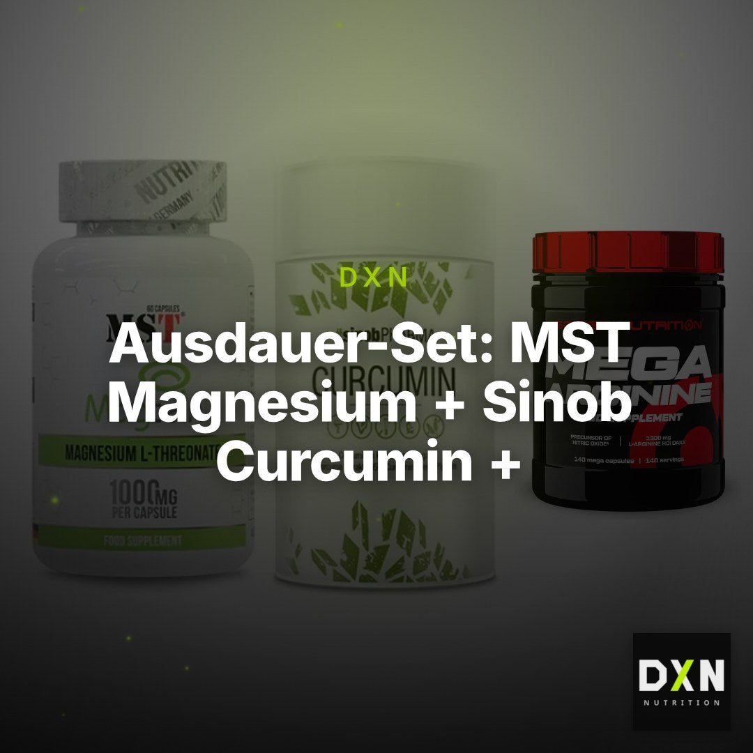 Ausdauer-Set: MST Magnesium + Sinob Curcumin + Scitec Mega – Clean Showcase Plus