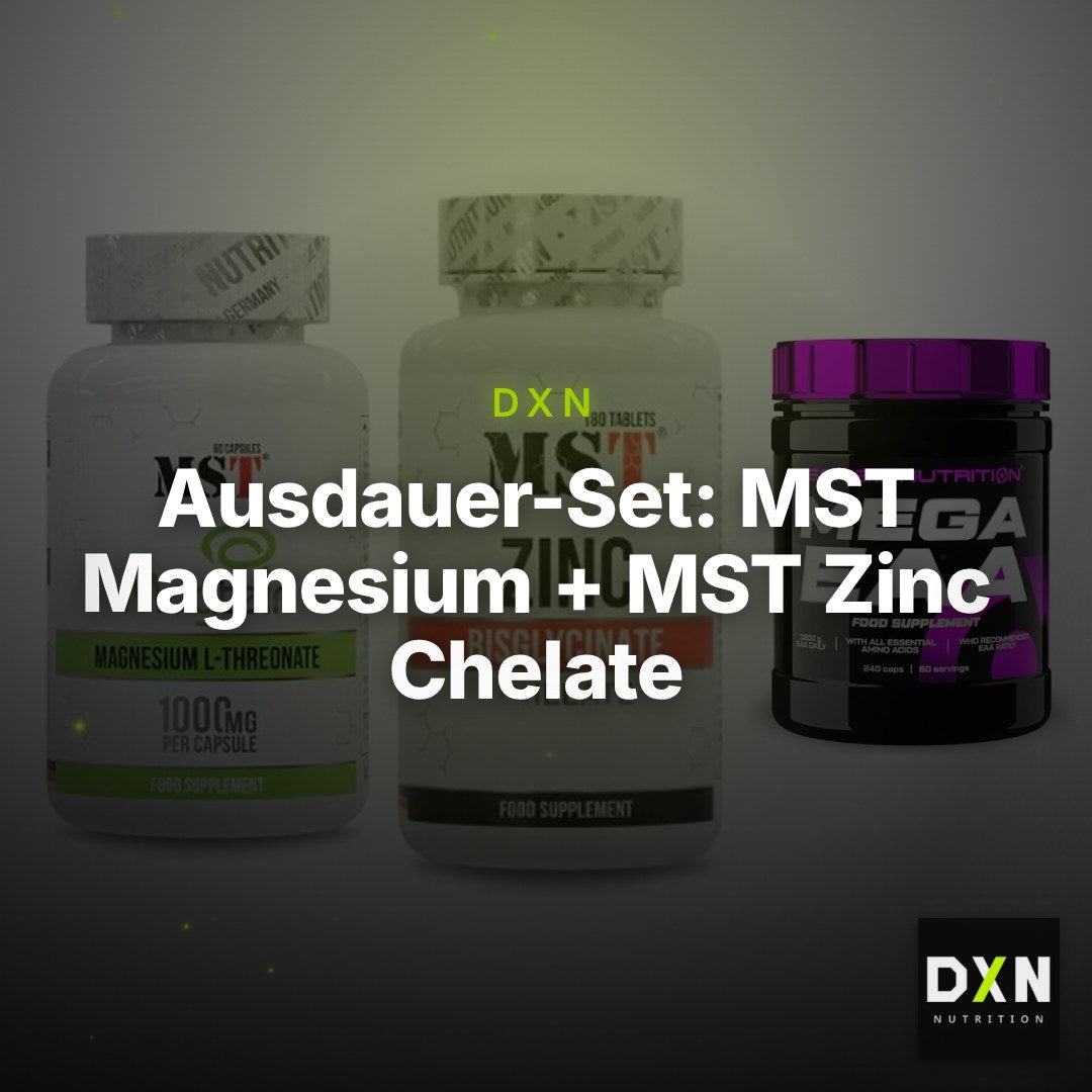 Ausdauer-Set: MST Magnesium + MST Zinc Chelate + Scitec Mega EAA – Clean Showcase Plus