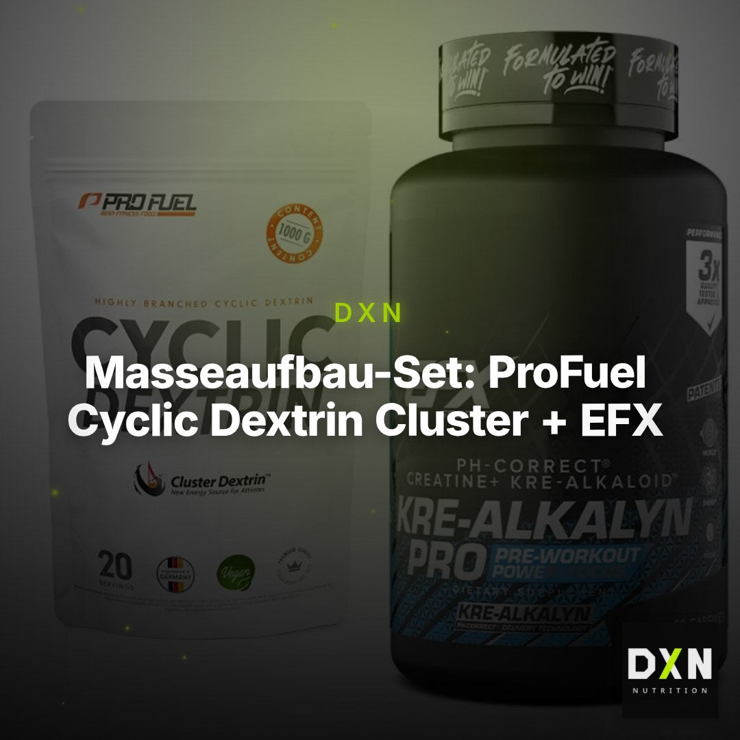 Masseaufbau-Set: ProFuel Cyclic Dextrin Cluster + EFX Kre-Alkalyn PRO – Clean Showcase Plus