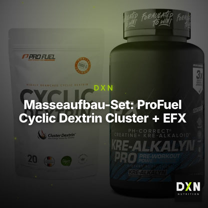 Masseaufbau-Set: ProFuel Cyclic Dextrin Cluster + EFX Kre-Alkalyn PRO – Clean Showcase Plus