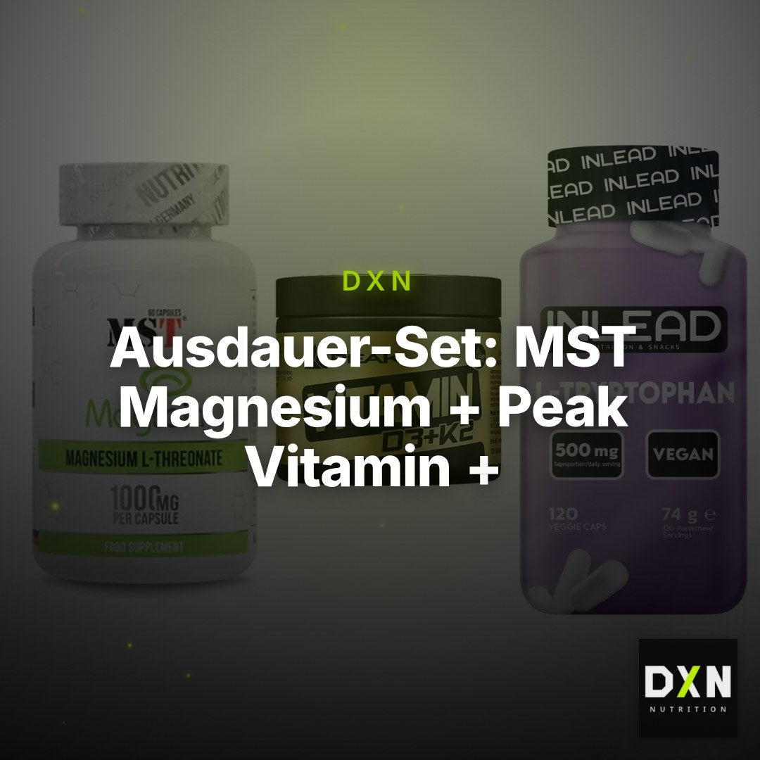Ausdauer-Set: MST Magnesium + Peak Vitamin + INLEAD L-Tryptop – Clean Showcase Plus