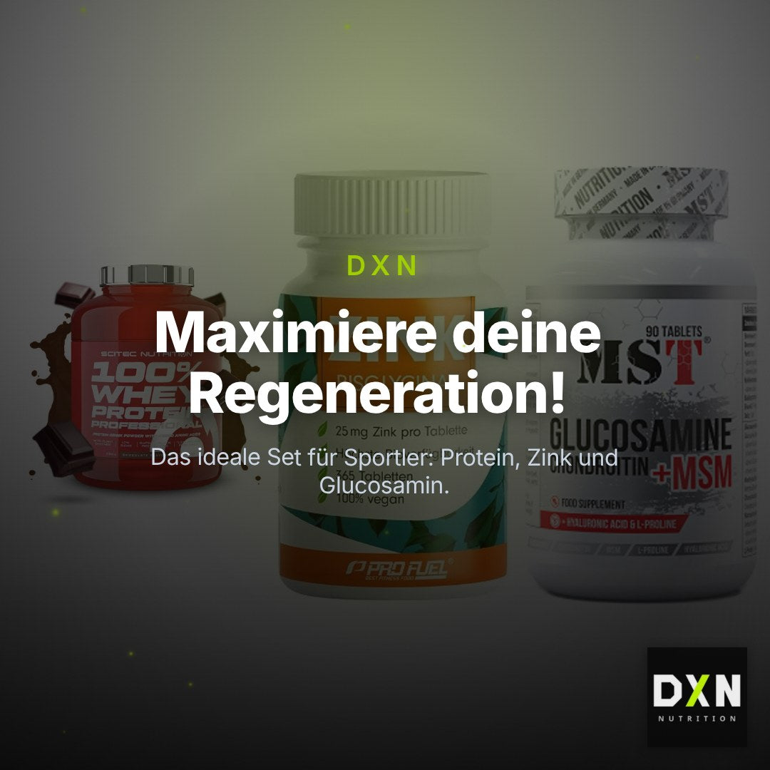 Regenerations-Set: Scitec 100% + ProFuel Zink + MST Glucosamine – Clean Showcase Plus