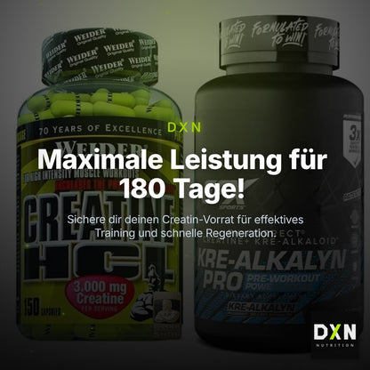 Creatin-Halbjahresvorrat: Weider Creatin HCL – 180 Tage, 210 Kapseln – Clean Showcase Plus
